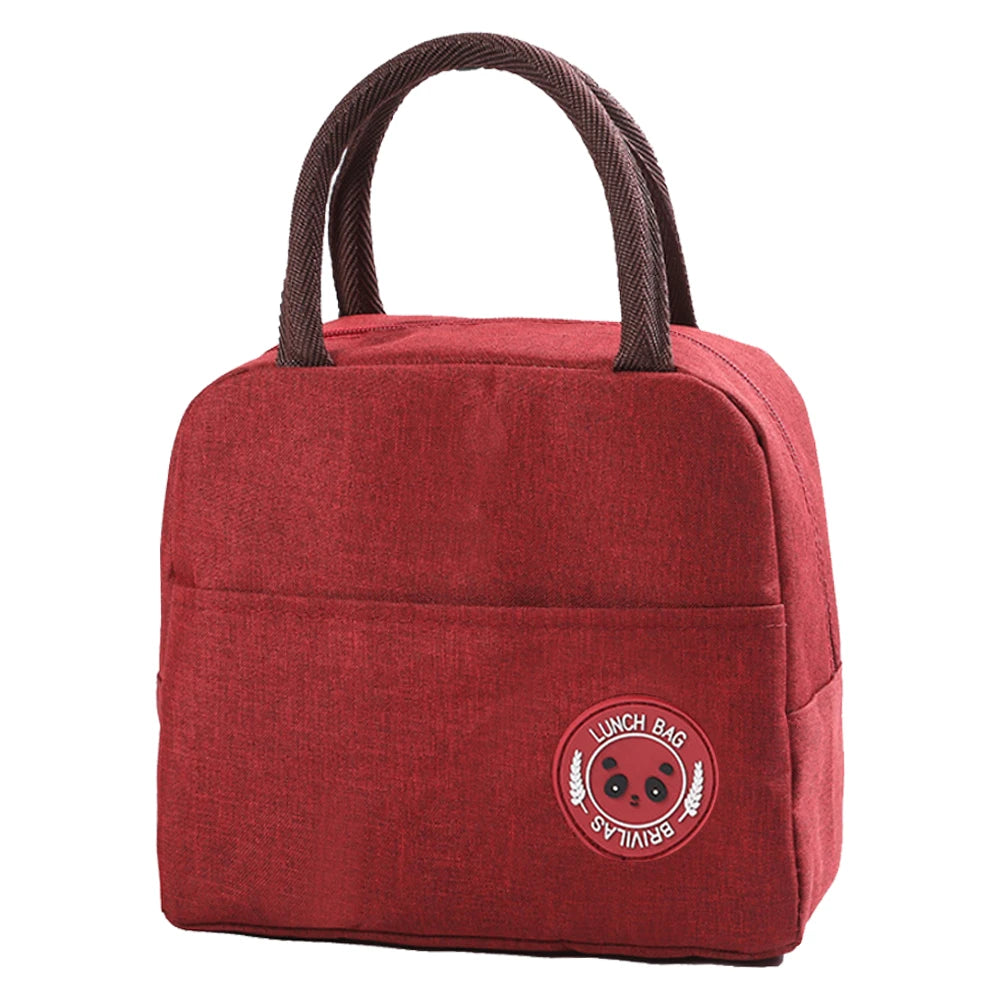 Wave Print Insulated Lunch Bag Thermal Handbag Women Work Storage Bento Pouch