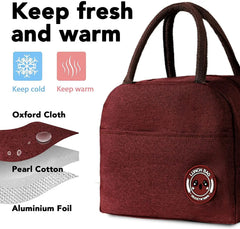Wave Print Insulated Lunch Bag Thermal Handbag Women Work Storage Bento Pouch