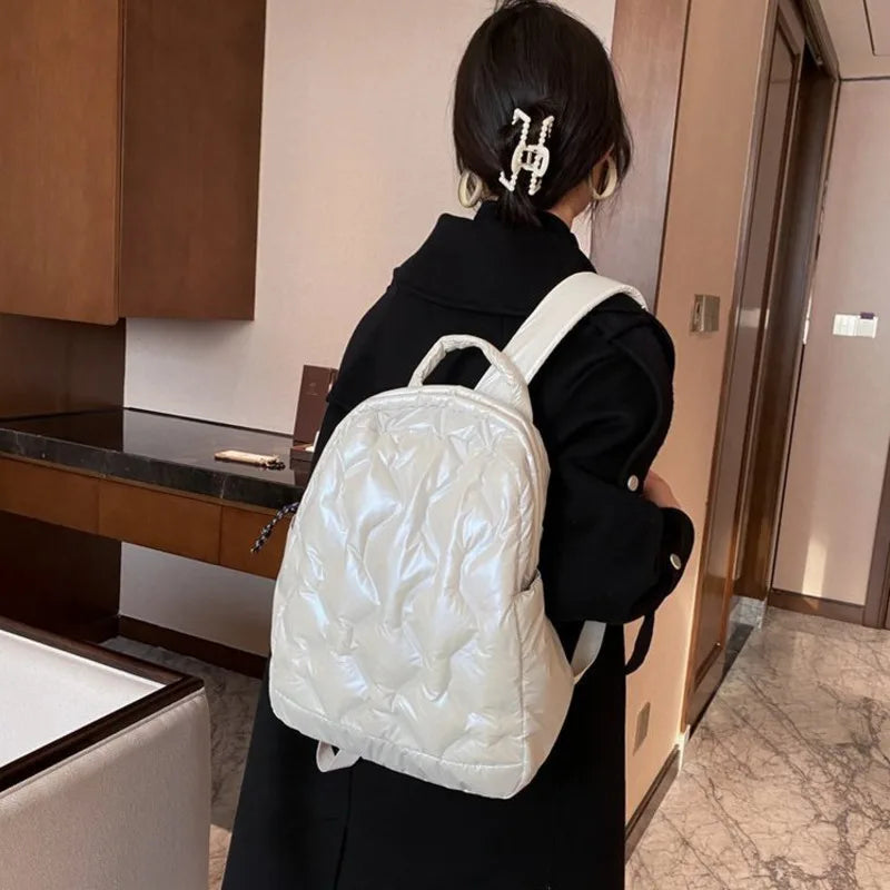 Quilted Nylon Down Padded Bagpack Women's Backpack
