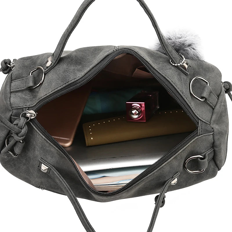 Women's Handbags Pu Shoulder Bags Tote With Fur Ball Soft