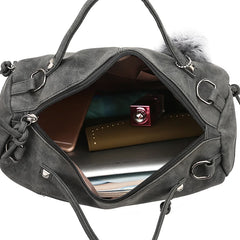 Women's Handbags Pu Shoulder Bags Tote With Fur Ball Soft