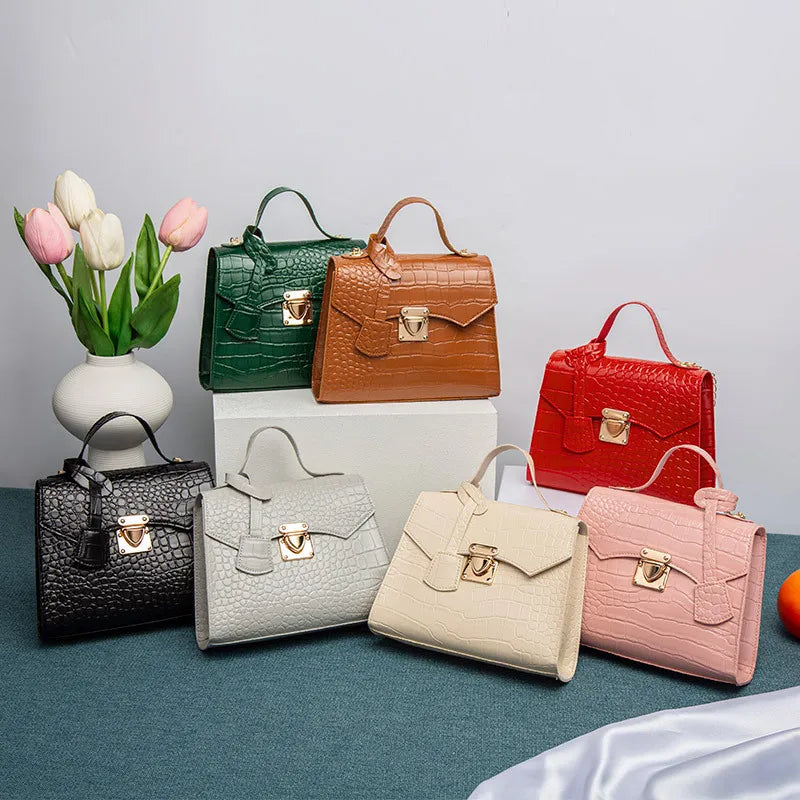 Retro Crocodile Shoulder Bag Chain Crossbody Women Handbag