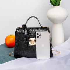 Retro Crocodile Shoulder Bag Chain Crossbody Women Handbag
