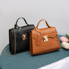 Retro Crocodile Shoulder Bag Chain Crossbody Women Handbag