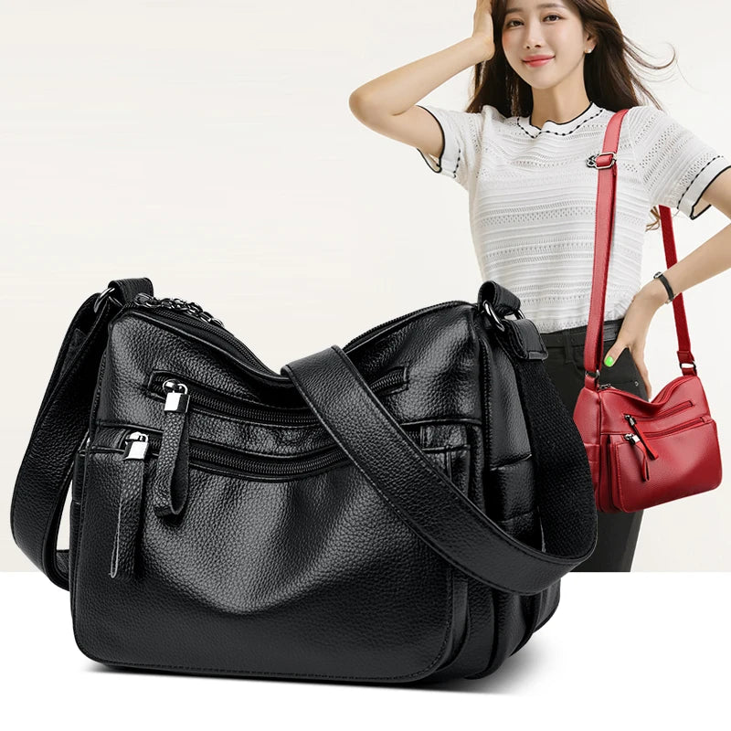 Fashionable Leather Handbag Large Capacity Crossbody Shoulder Bag