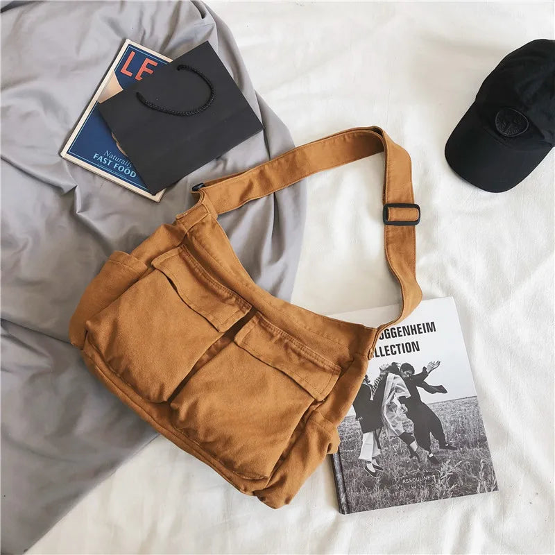 Canvas Shoulder Bags Large Capacity Soft Denim Bag for Women