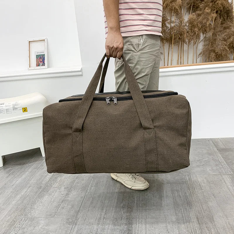 Large Capacity Canvas Travel Bag For Men Durable Handbag Outdoor Sports Backpack