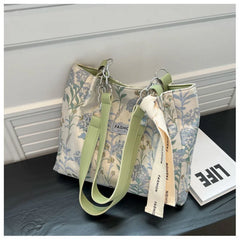 Embroidered Floral Canvas Tote Bag for Women