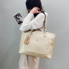 Women Shoulder Tote Bags with Tassel Leather Handbags