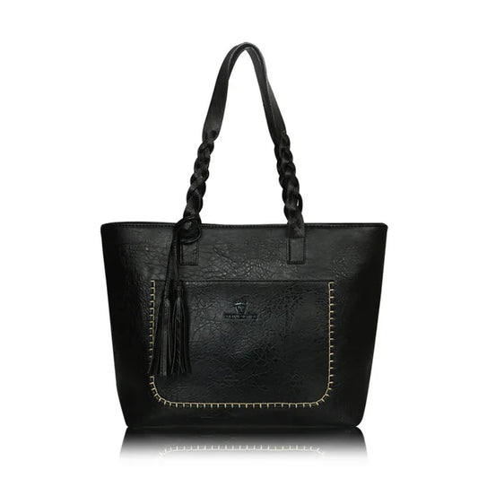 Women Shoulder Tote Bags with Tassel Leather Handbags