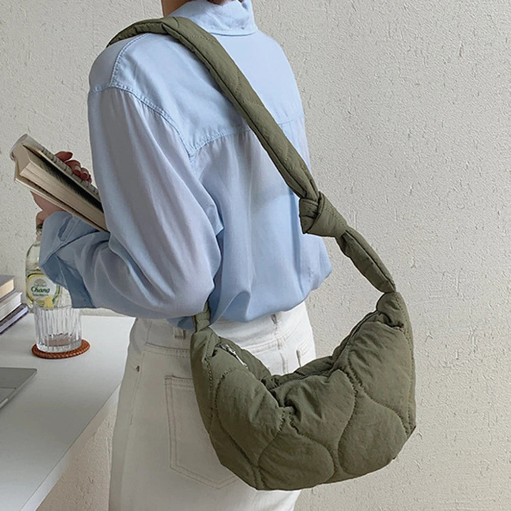 Quilted Shoulder Bag Lattice Pattern Large Capacity Tote Crossbody Padded