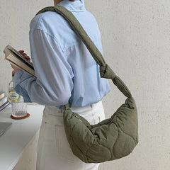 Quilted Shoulder Bag Lattice Pattern Large Capacity Tote Crossbody Padded