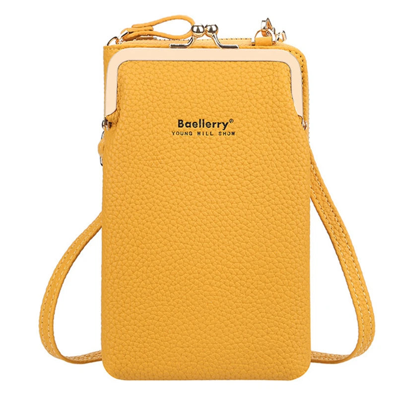 Leather Crossbody Bag Lychee Pattern Phone Bag Purse