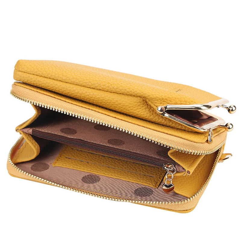 Leather Crossbody Bag Lychee Pattern Phone Bag Purse