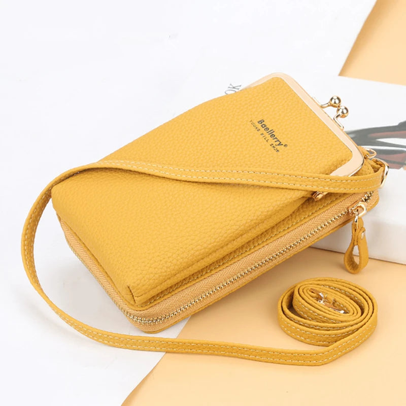 Leather Crossbody Bag Lychee Pattern Phone Bag Purse