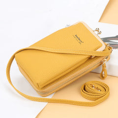 Leather Crossbody Bag Lychee Pattern Phone Bag Purse