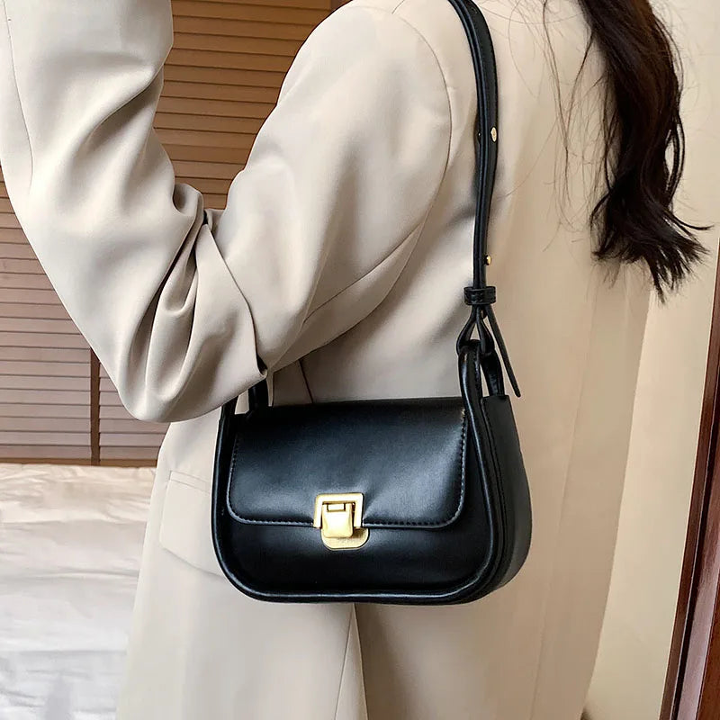 Leather Crossbody Bag Long Belt Female Shoulder Purse Underarm Bag