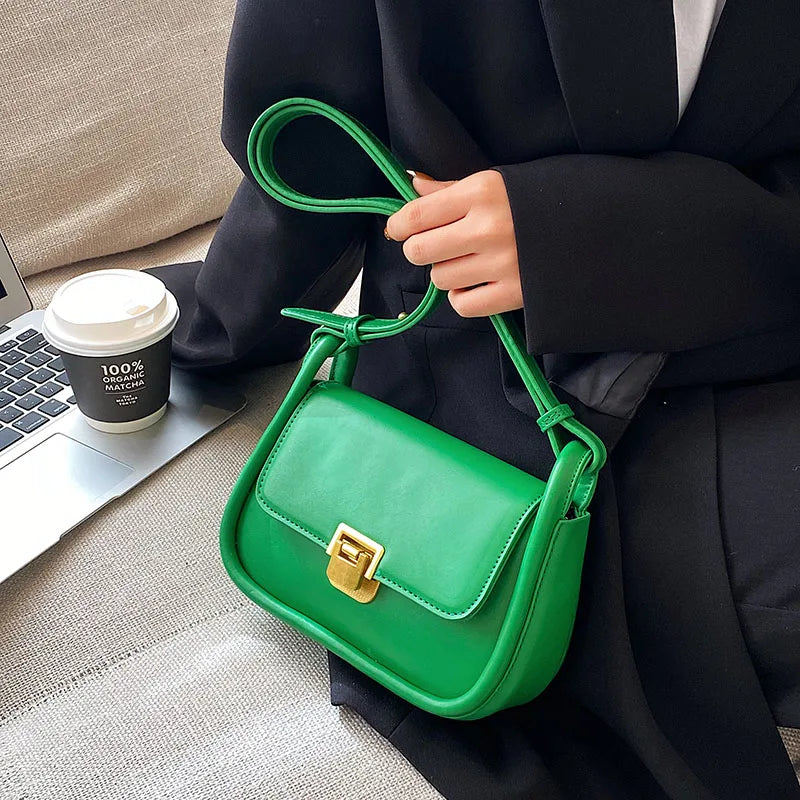 Leather Crossbody Bag Long Belt Female Shoulder Purse Underarm Bag