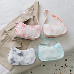 Summer Canvas Underarm Bag Zipper Lady Shoulder Bag Spray Leather Handbag