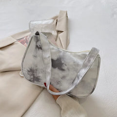 Summer Canvas Underarm Bag Zipper Lady Shoulder Bag Spray Leather Handbag