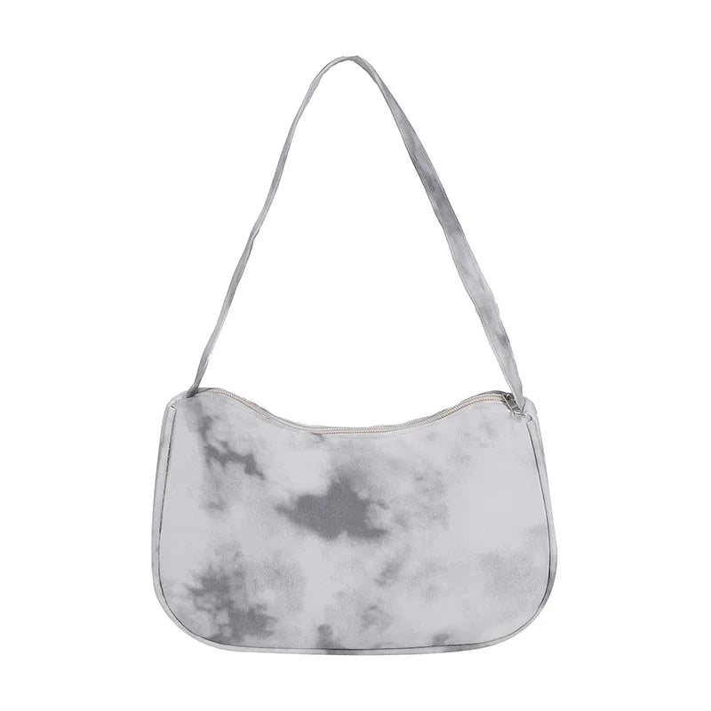 Summer Canvas Underarm Bag Zipper Lady Shoulder Bag Spray Leather Handbag