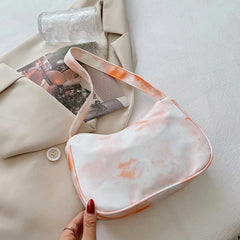 Summer Canvas Underarm Bag Zipper Lady Shoulder Bag Spray Leather Handbag