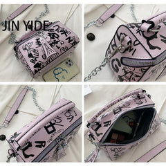 Women Leather Handbags and Purse Crossbody Bags for Women Graffiti Handbags