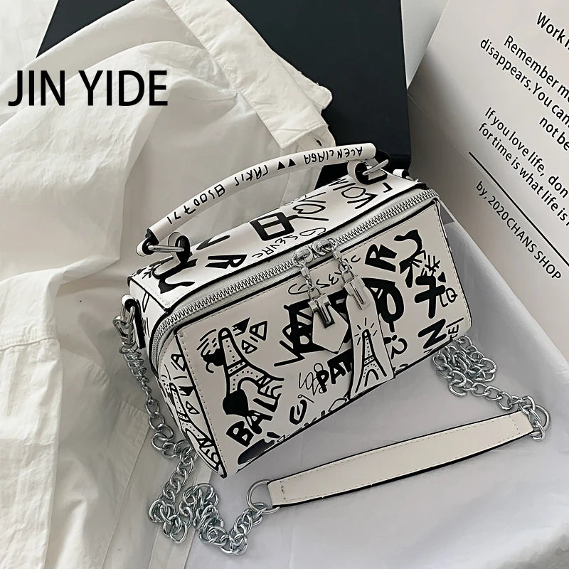 Women Leather Handbags and Purse Crossbody Bags for Women Graffiti Handbags