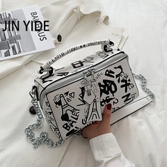 Women Leather Handbags and Purse Crossbody Bags for Women Graffiti Handbags