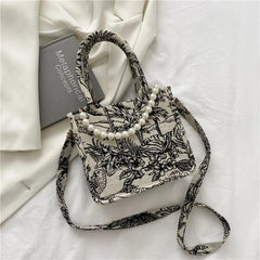Jacquard Embroidery Beach Shoulder Tote Bag for Women