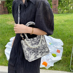 Jacquard Embroidery Beach Shoulder Tote Bag for Women