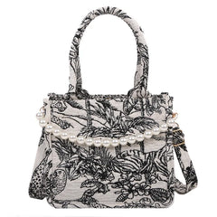 Jacquard Embroidery Beach Shoulder Tote Bag for Women