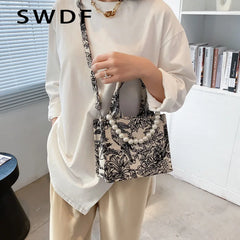Jacquard Embroidery Canvas Tote Bag for Women