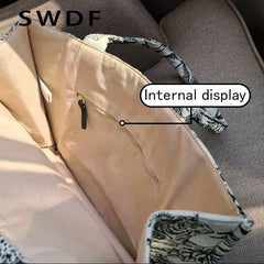 Jacquard Embroidery Canvas Tote Bag for Women