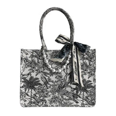 Jacquard Embroidery Canvas Tote Bag for Women