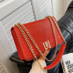 Women Chain Crossbody Bags Clutch PU Leather Shoulder Bag Orange Green Messenger