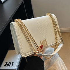 Women Chain Crossbody Bags Clutch PU Leather Shoulder Bag Orange Green Messenger
