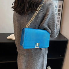 Women Chain Crossbody Bags Clutch PU Leather Shoulder Bag Orange Green Messenger