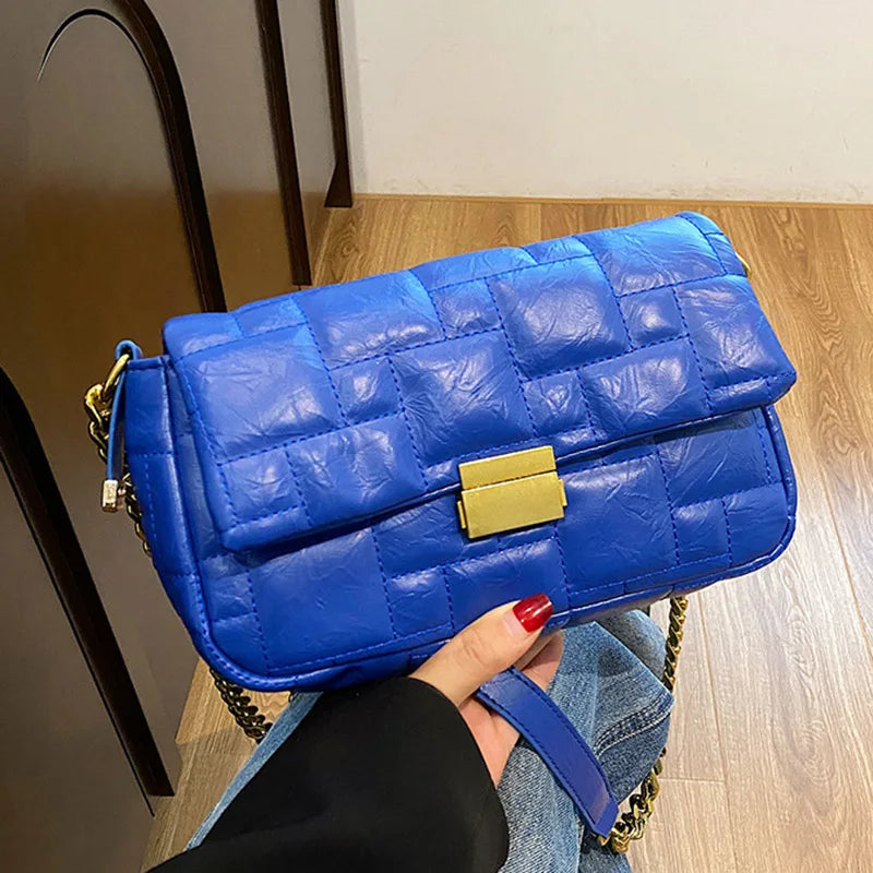 Women Embroidery Thread PU Leather Crossbody Bags Green Orange Clutch