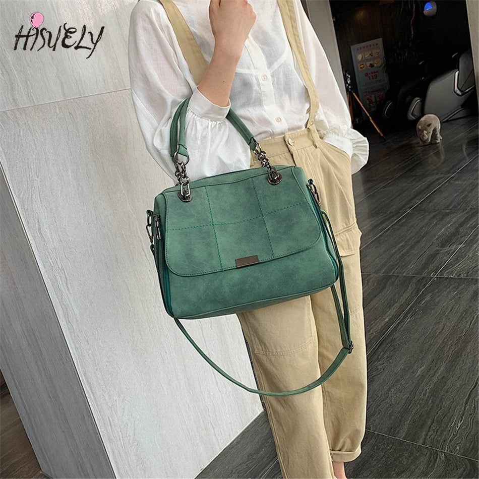 Matte Women Handbag Scrub Female Shoulder Bags Large Capacity PU Leather Lady