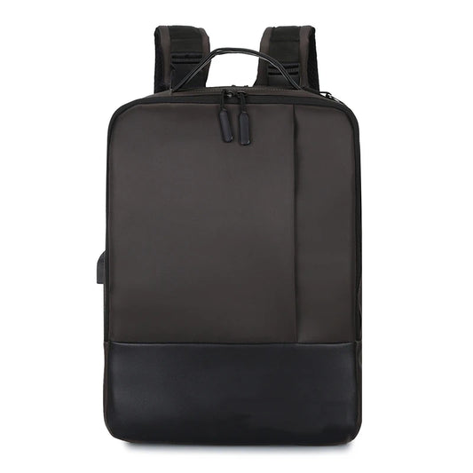 Men's Business Backpack Nylon Laptop Backbag 15.6 USB Charging Rucksack