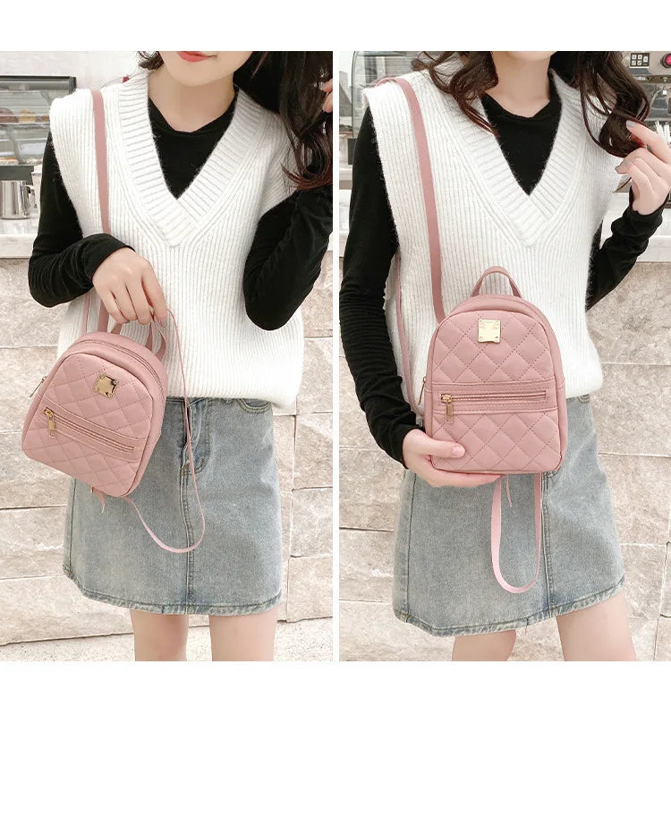 Mini Backpack Women Bag Pack Small Phone Pouch Soft PU Leather Schoolbag