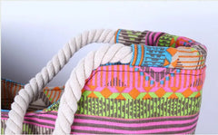 National Geometric Shoulder Bag Casual Ethnic Tote Large Rope Handbag