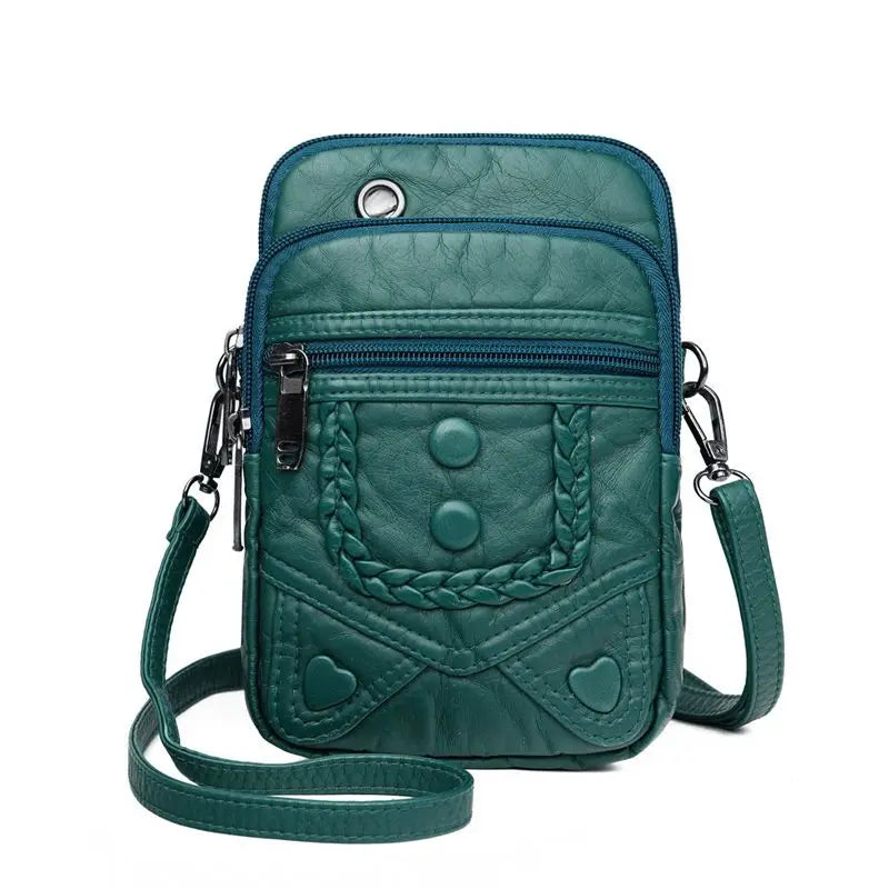 Vintage Weave PU Leather Zippers Small Flap Bags Women Shoulder Crossbody Bags