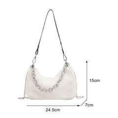 Vintage Plush Shoulder Bag for Women Casual Messenger Travel Totes