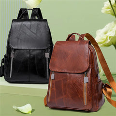Women PU Leather Backpack Large Capacity Waterproof Rucksack Mochila