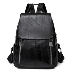 Women PU Leather Backpack Large Capacity Waterproof Rucksack Mochila