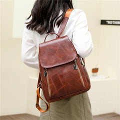 Women PU Leather Backpack Large Capacity Waterproof Rucksack Mochila