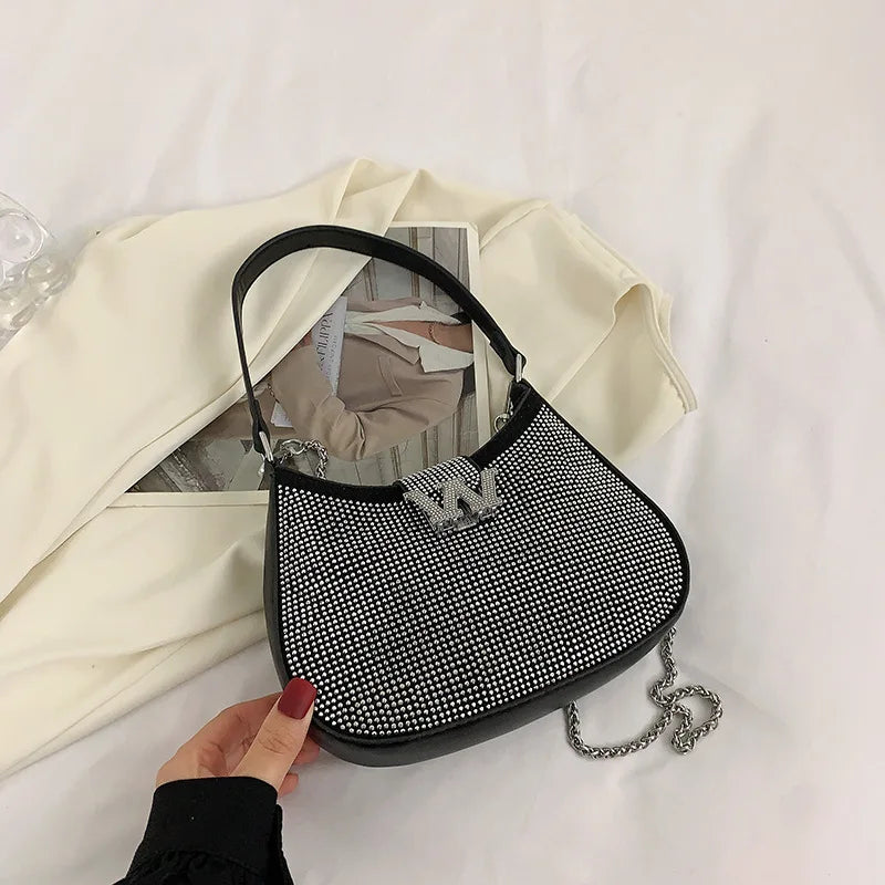 Rhinestone Shoulder Hand Bag Evening Party Purse Clutch Chain Sling Bag