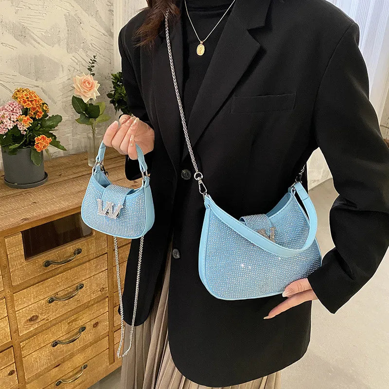 Rhinestone Shoulder Hand Bag Evening Party Purse Clutch Chain Sling Bag
